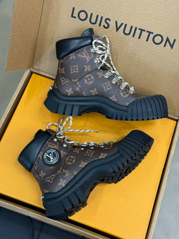 LV Ruby Flat Ranger Boots Dark Brown Calfskin