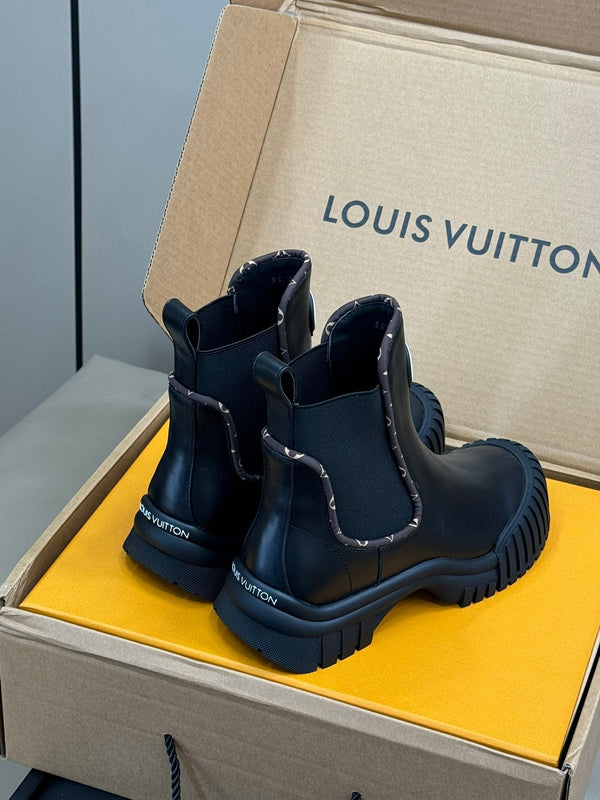 LV Ruby Flat Ankle Boot Black Calfskin