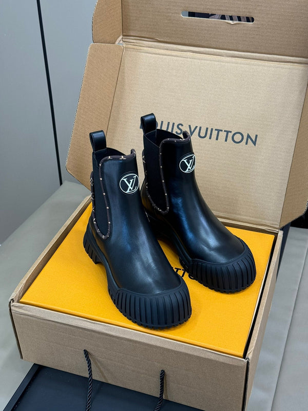 LV Ruby Flat Ankle Boot Black Calfskin