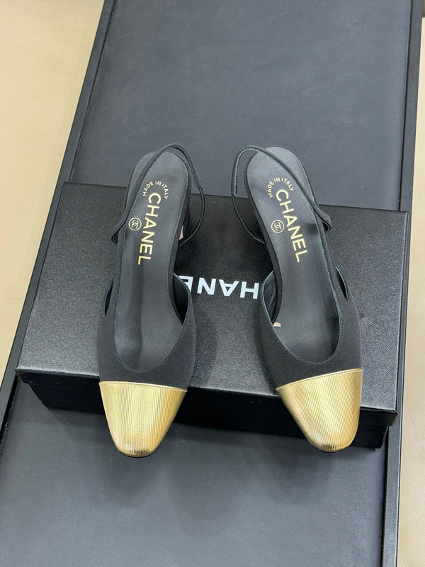 CC Classic Slingback Black Fabric Mix Gold 282287