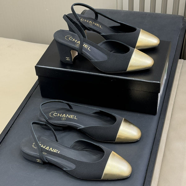 CC Classic Slingback Black Fabric Mix Gold 282287