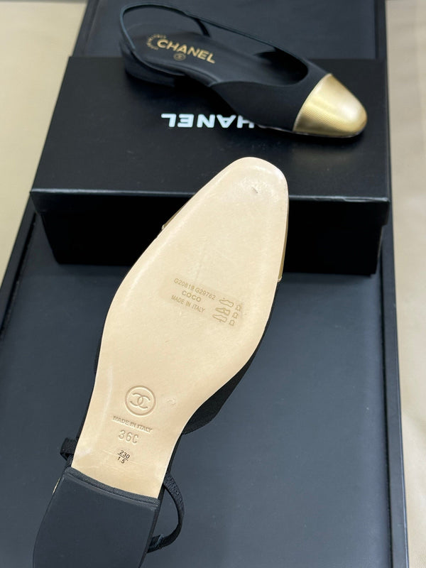 CC Classic Slingback Black Fabric Mix Gold 282287