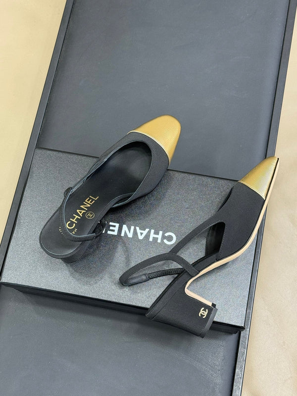 CC Classic Slingback Black Fabric Mix Gold 282287