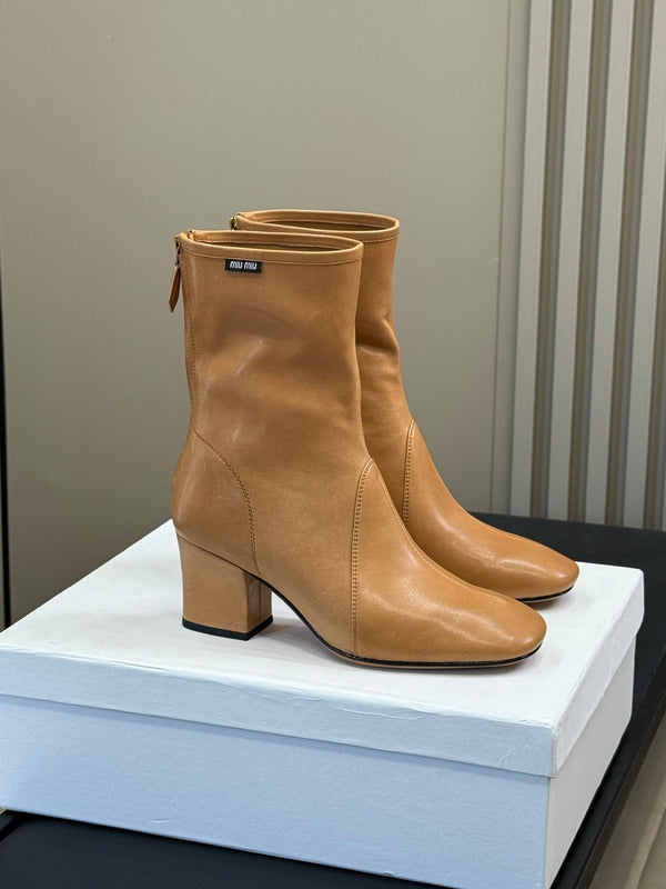 MiuMiu ankle boots caramel yellow cowhide 521945