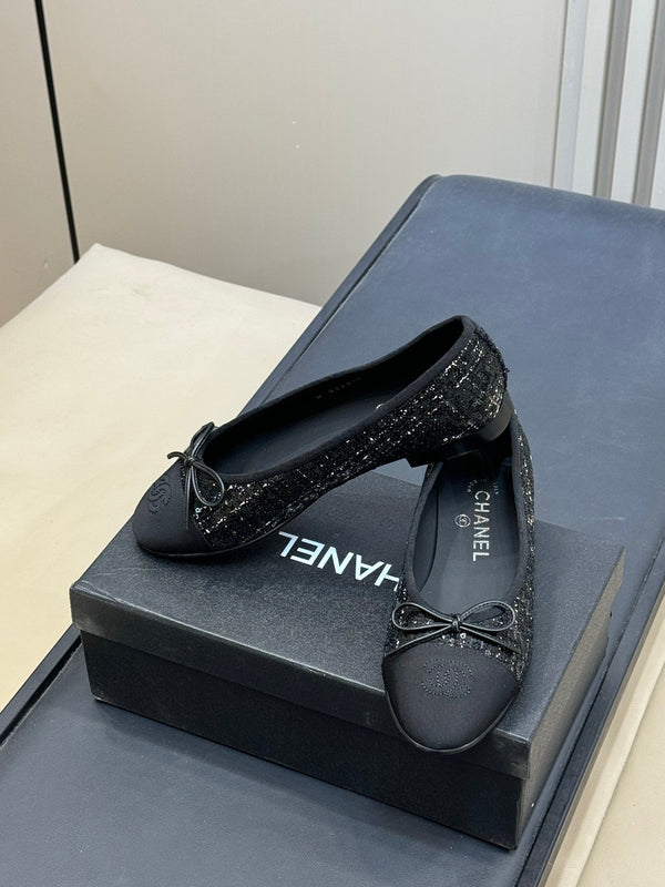 Ballerines CC 26ss Tissu tweed noir 623151