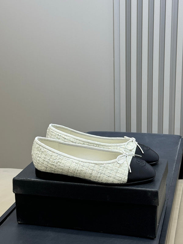 Ballerines CC 26ss Tissu tweed noir et blanc 623152