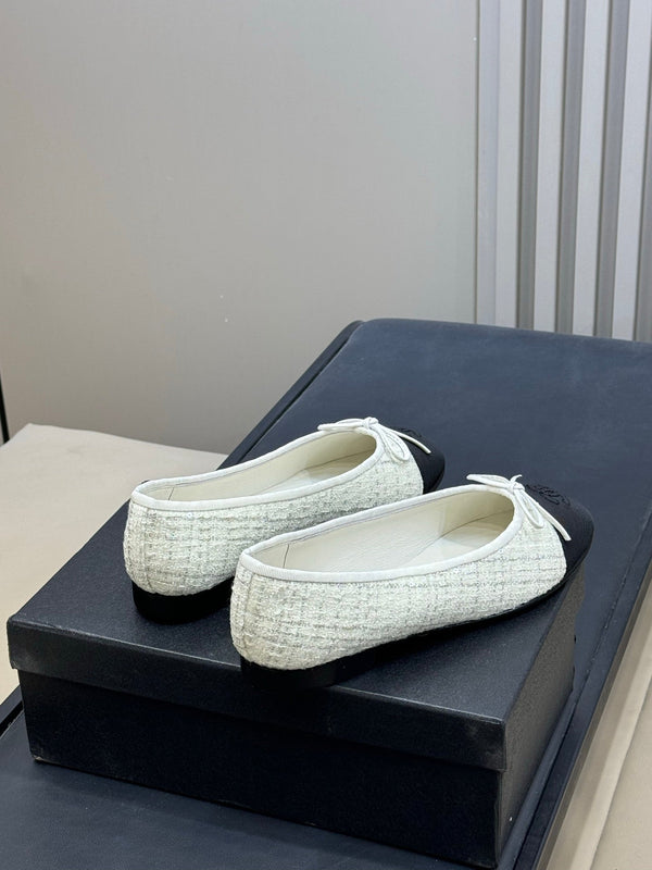 Ballerines CC 26ss Tissu tweed noir et blanc 623152