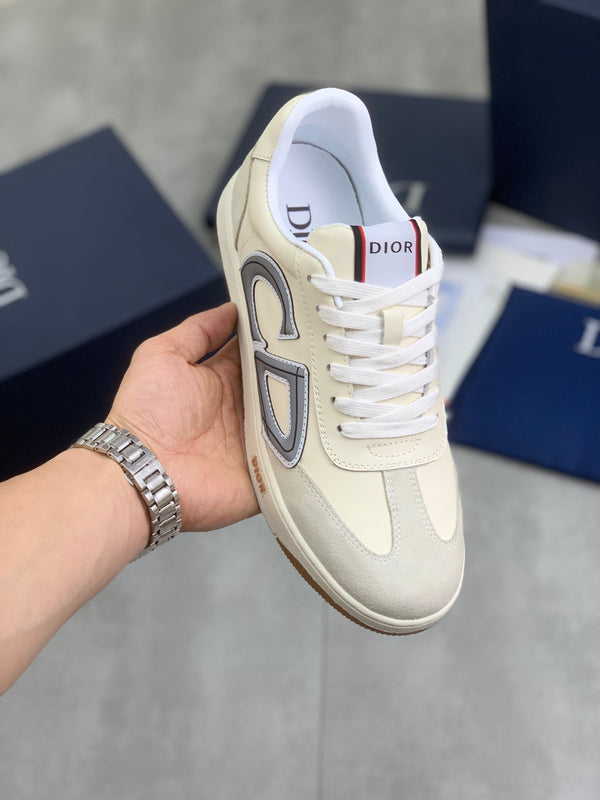 CD HOMME SNEAKERS IVORY CALFSKIN AND SUEDE
