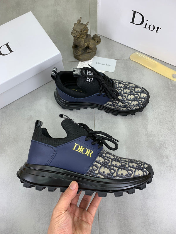 CD B24 SNEAKER AZURE AND BEIGE FABRIC