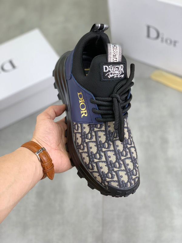 CD B24 SNEAKER AZURE AND BEIGE FABRIC