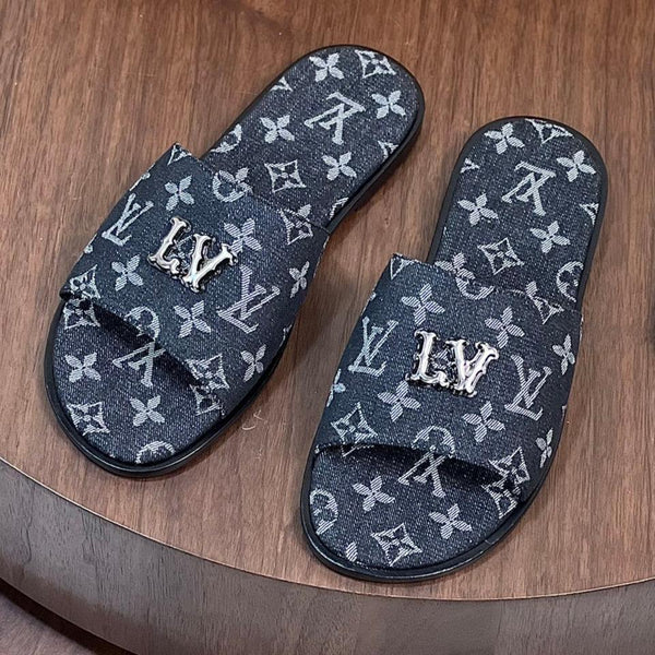LV MULE IN BLACK MONOGRAM DENIM