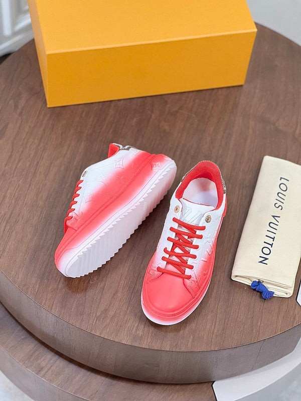 LV TIME OUT SNEAKER RED MIX WHITE CALFSKIN