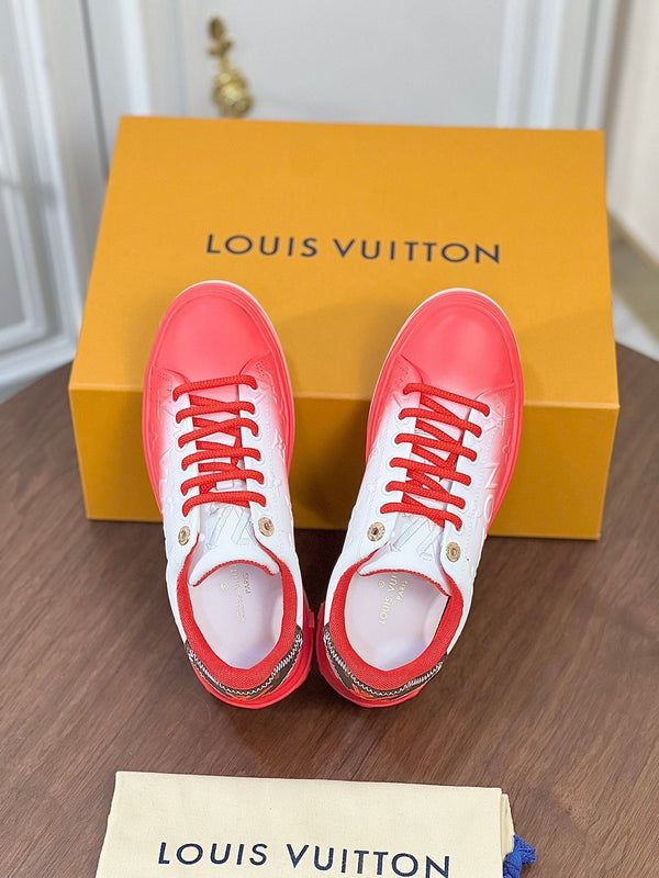 LV TIME OUT SNEAKER RED MIX WHITE CALFSKIN