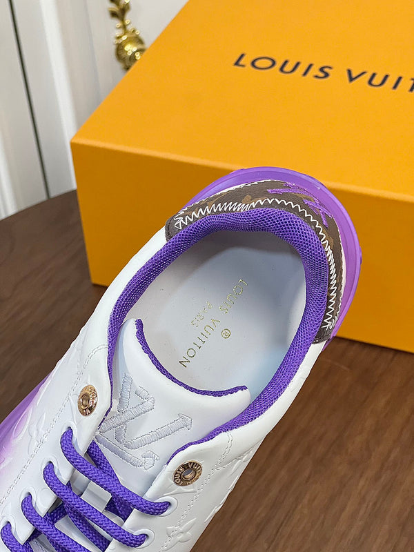 LV TIME OUT SNEAKER PURPLE MIX WHITE CALFSKIN