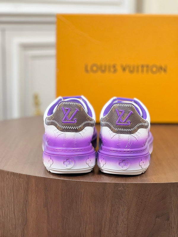 LV TIME OUT SNEAKER PURPLE MIX WHITE CALFSKIN