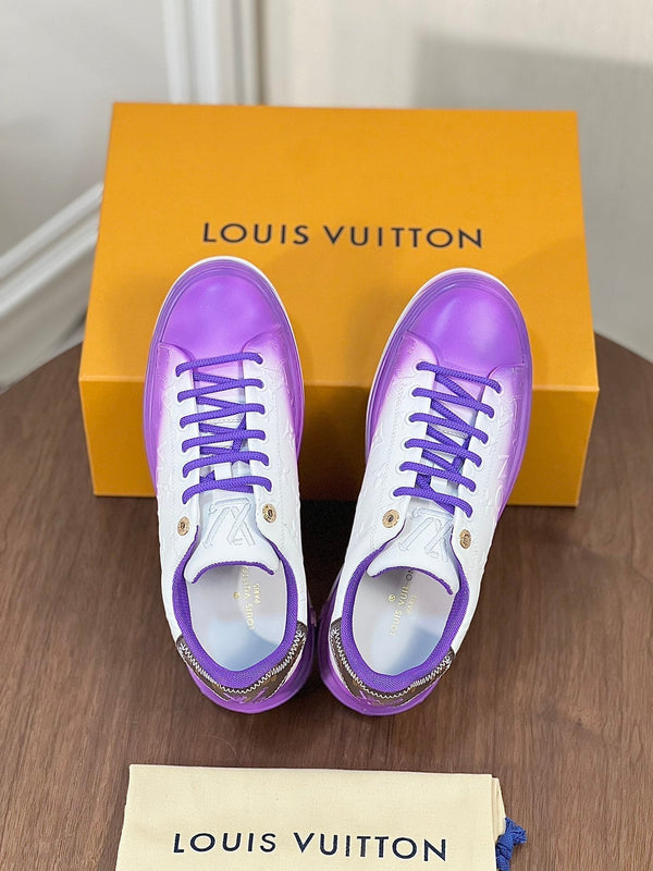 LV TIME OUT SNEAKER PURPLE MIX WHITE CALFSKIN