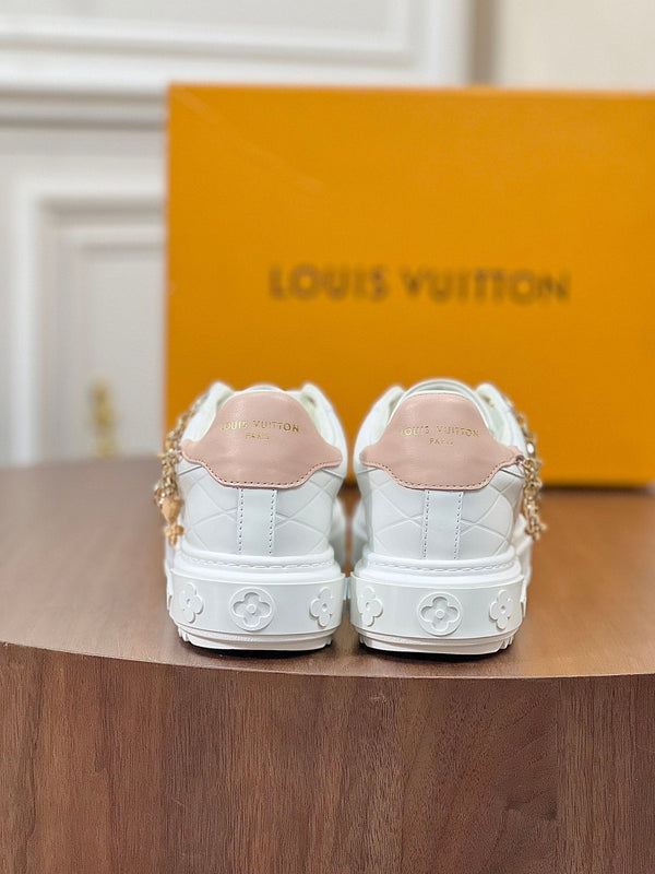 LV TIME OUT SNEAKER WHITE CALFSKIN WITH SIGNATURE CHARMS
