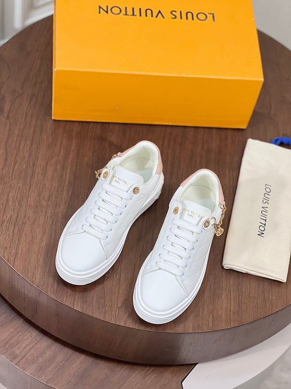 LV TIME OUT SNEAKER WHITE CALFSKIN WITH SIGNATURE CHARMS