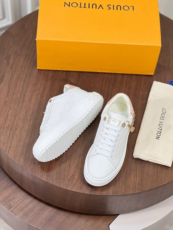 LV TIME OUT SNEAKER WHITE CALFSKIN WITH SIGNATURE CHARMS