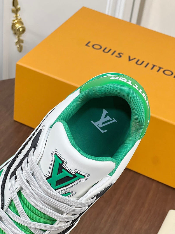 LV TRAINER WHITE MIX GREEN MONOGRAM CALFSKIN