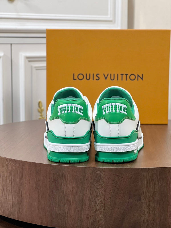 LV TRAINER WHITE MIX GREEN MONOGRAM CALFSKIN