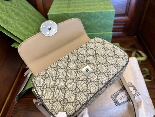 BORSA A SPALLA CLASSICA GG MINI 21 IN TELA BEIGE