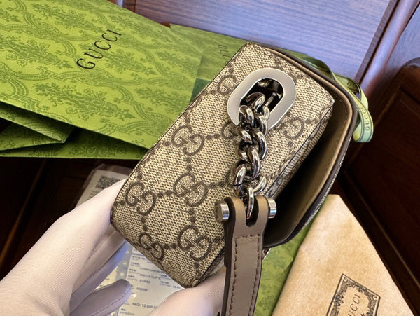 BORSA A SPALLA CLASSICA GG MINI 21 IN TELA BEIGE