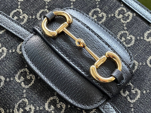 GG HORSEBIT 1955 MINI BAG 25 IN BLACK DENIM