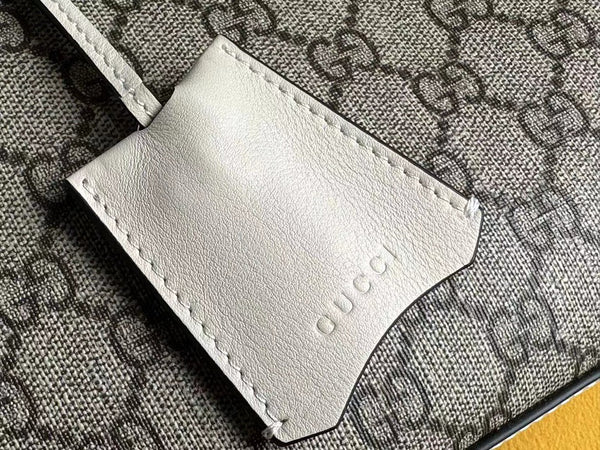 BORSA A TRACOLLA GG PADLOCK 32 IN TELA BEIGE E PELLE DI VITELLO BIANCA