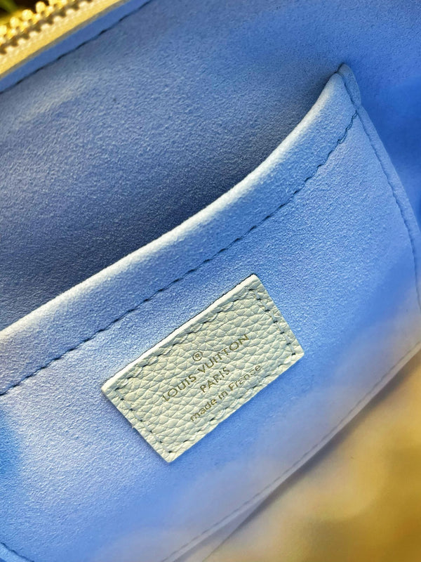 LV Speedy Bandoulière 20 White Blue Monogram Empreinte Leather