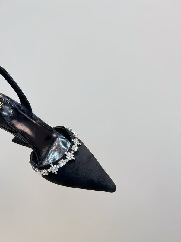 FENDI CRYSTAL HIGH-HEELED SLINGBACK 7 CM IN BLACK SUEDE