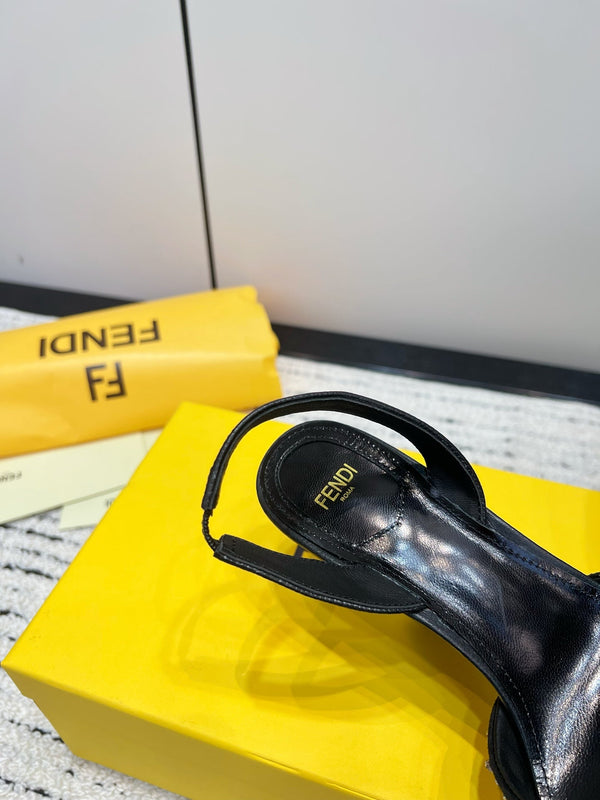 FENDI CRYSTAL HIGH-HEELED SLINGBACK 7 CM IN BLACK SUEDE
