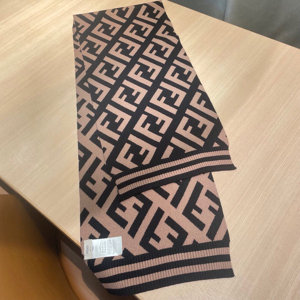 SCIARPA FF 180 IN MISTO CASHMERE E LANA MARRONE NERO