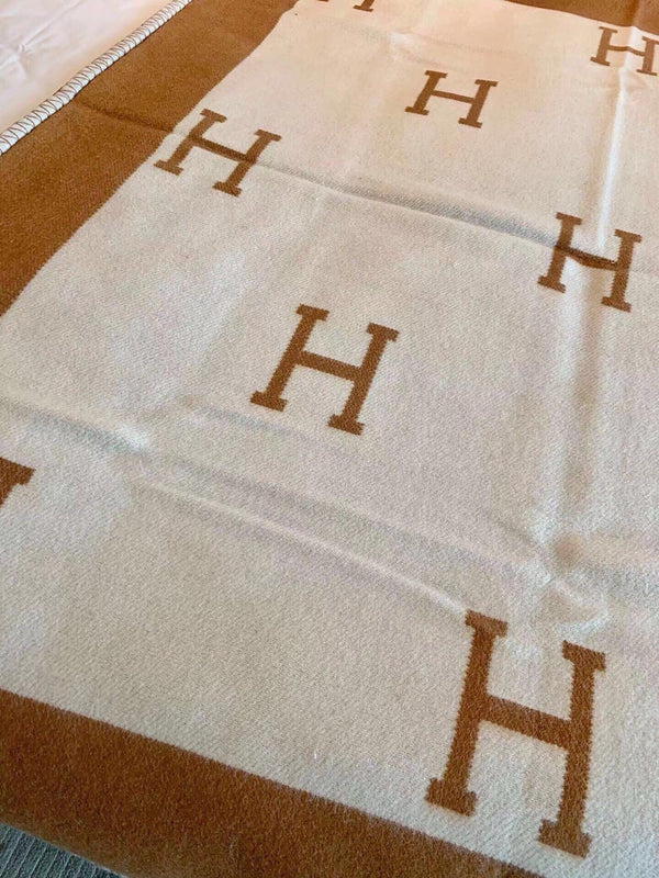 HM Blanket Brown White Wool Cashmere