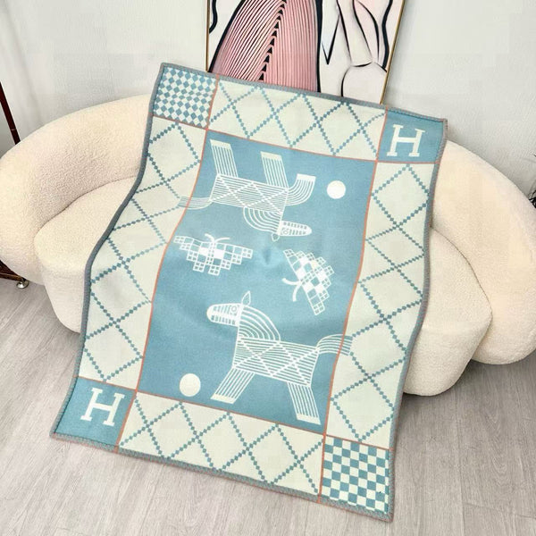 HM Couverture Avalon Bleu Nuage Mélange Crème Cachemire Laine 875780