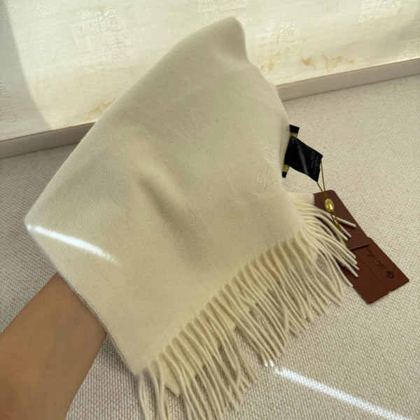 Loro Piana Long Scarf Ivory Cashmere 150413