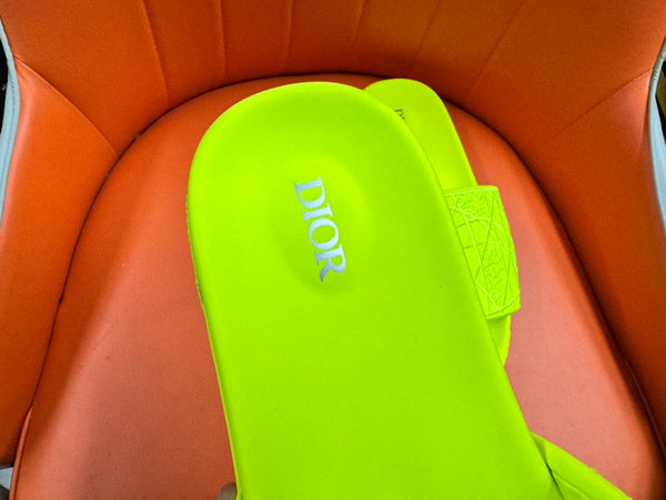 CD AQUA EMBROIDED SANDAL CHARTREUSE FABRIC