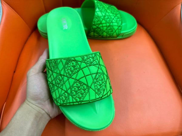 CD AQUA EMBROIDED SANDAL PARAKEET FABRIC