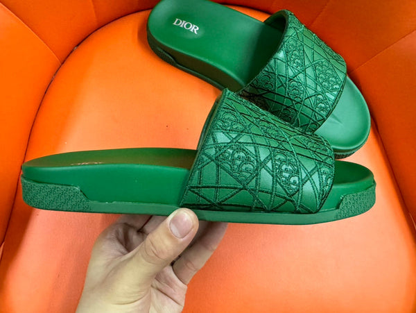 CD AQUA EMBROIDED SANDAL SEA GREEN FABRIC