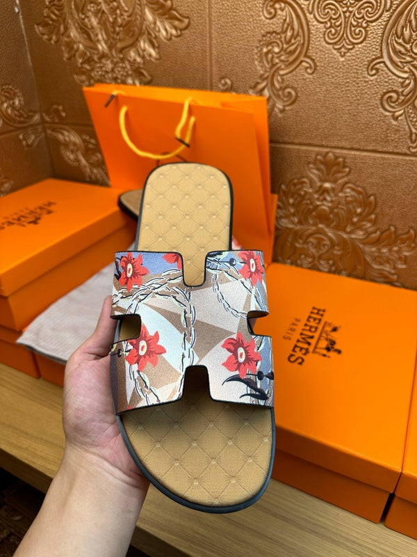 HM IZMIR SANDAL MUSTARD SUEDE WITH FLOWER MOTIF