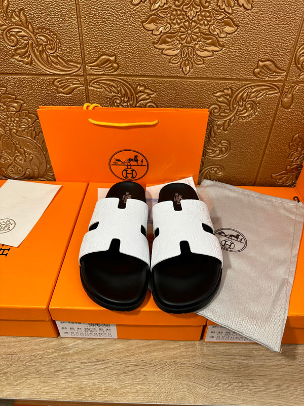 HM IZMIR SLIPPER BLACK AND WHITE CALFSKIN