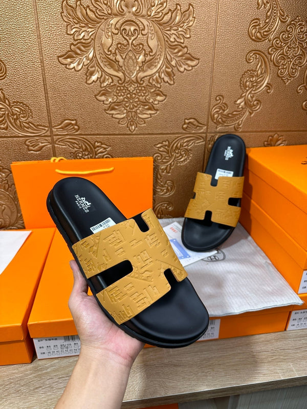 HM IZMIR SLIPPER ZAFFERANO E PELLE DI VITELLO NERA