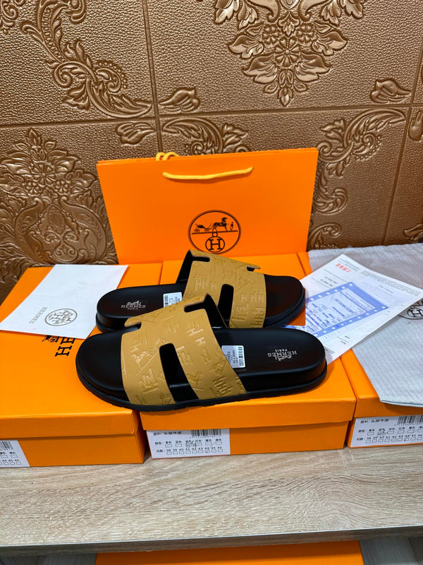 HM IZMIR SLIPPER ZAFFERANO E PELLE DI VITELLO NERA