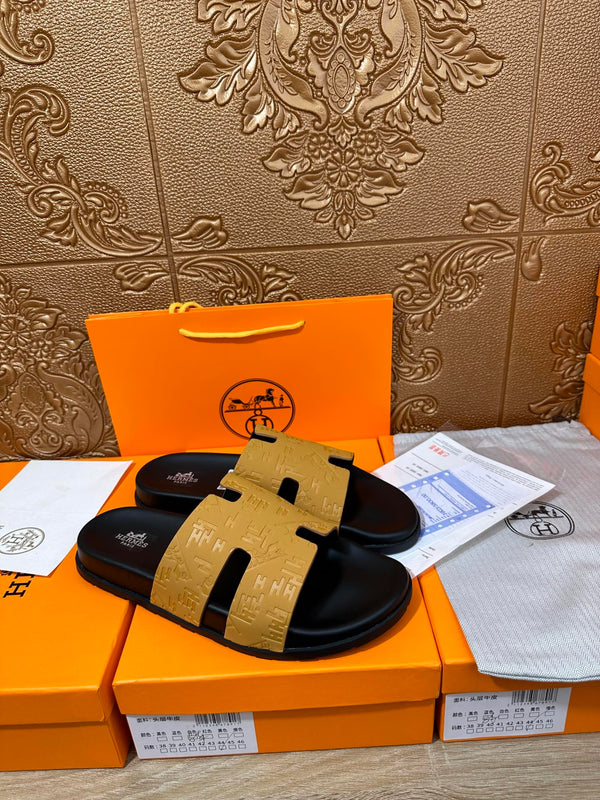 HM IZMIR SLIPPER ZAFFERANO E PELLE DI VITELLO NERA