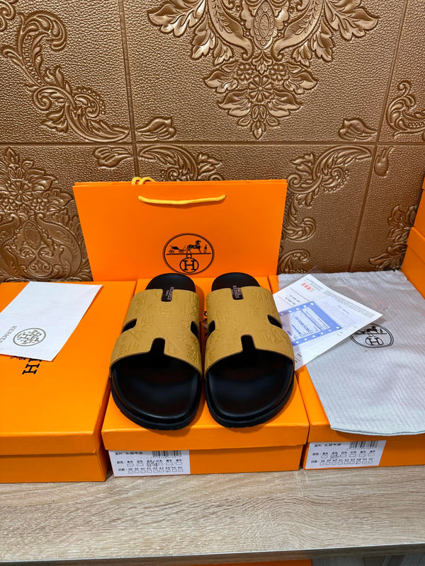 HM IZMIR SLIPPER ZAFFERANO E PELLE DI VITELLO NERA