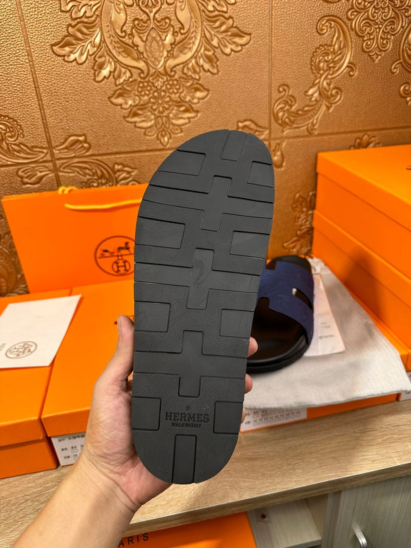 HM IZMIR SLIPPER NAVY CALFSKIN