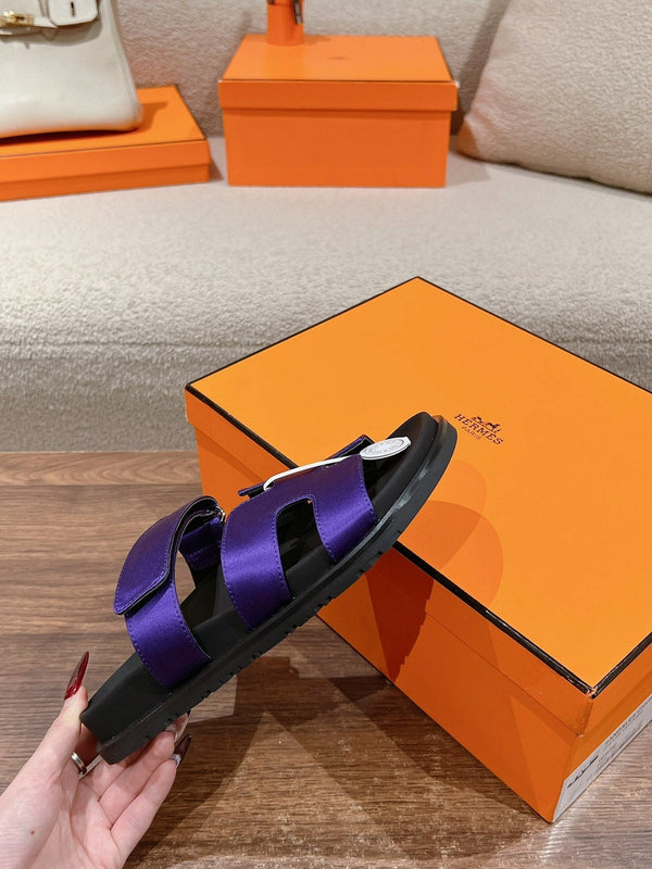 CHYPRE SANDAL BLACK MIX IMPERIAL BLUE CALFSKIN