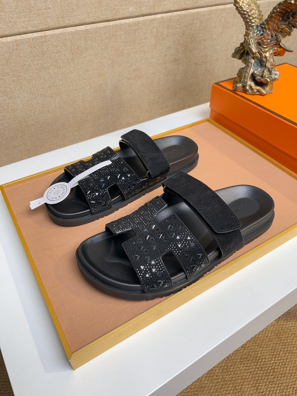 HM Men's Chypre Sandals Black Diammond Suede 735676