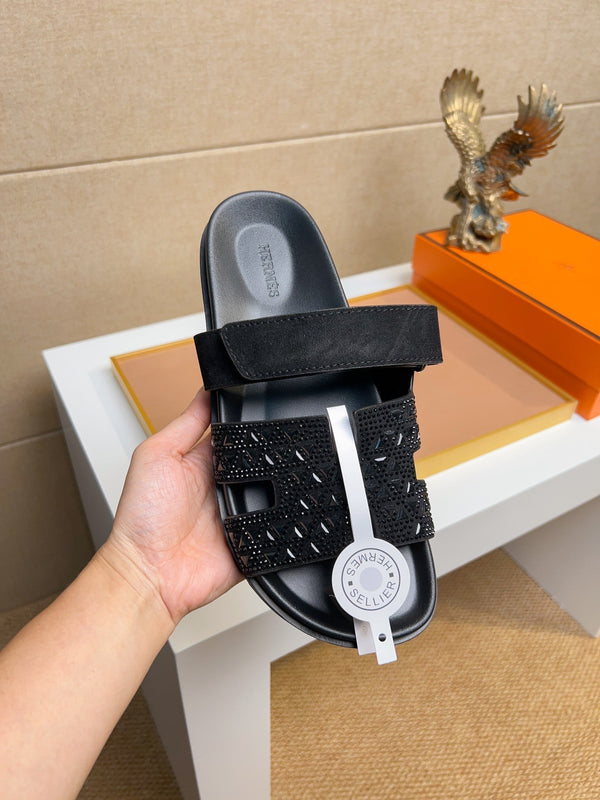 HM Men's Chypre Sandals Black Diammond Suede 735676