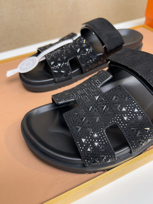 HM Men's Chypre Sandals Black Diammond Suede 735676